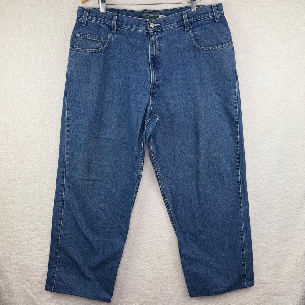 Levis SilverTab Loose Fit Blue Denim Jeans Mens 38x30 Baggy Straight Leg VTG 90s